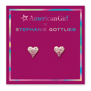 American Girl® x Stephanie Gottlieb Rosy Shimmer Heart Stud Earrings for Girls