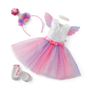 Rainbow Birthday Outfit for WellieWishers™ Dolls